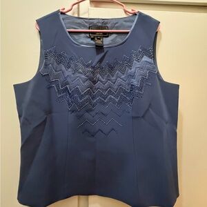 Terani Couture Blue Zigzag Embellished Blouse